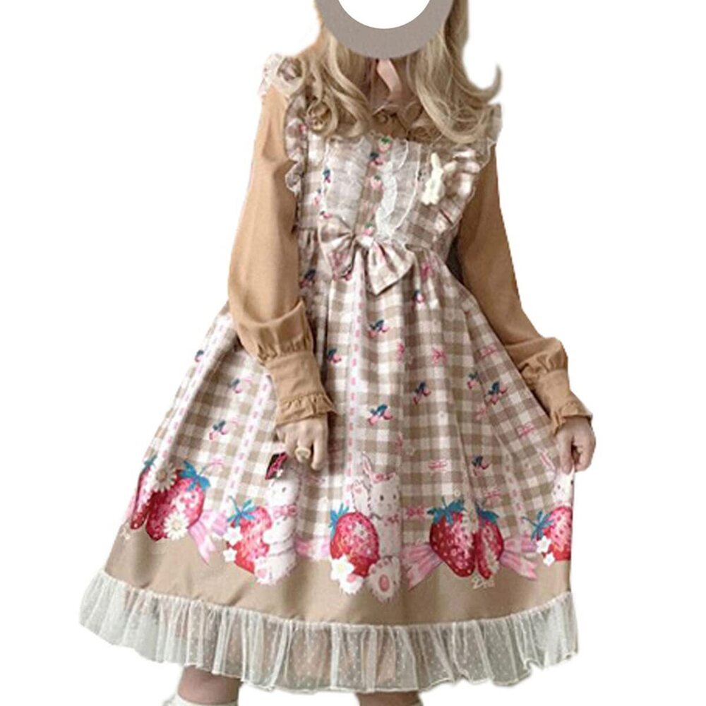 2417 Sweet Teens Japanese Style Lolita Dress Cute Bunny Strawberry Print